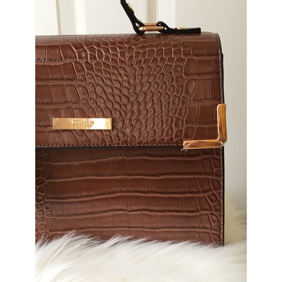 Brown Croc Pattern Dune London Satchel Handbag - Picture 6 of 7